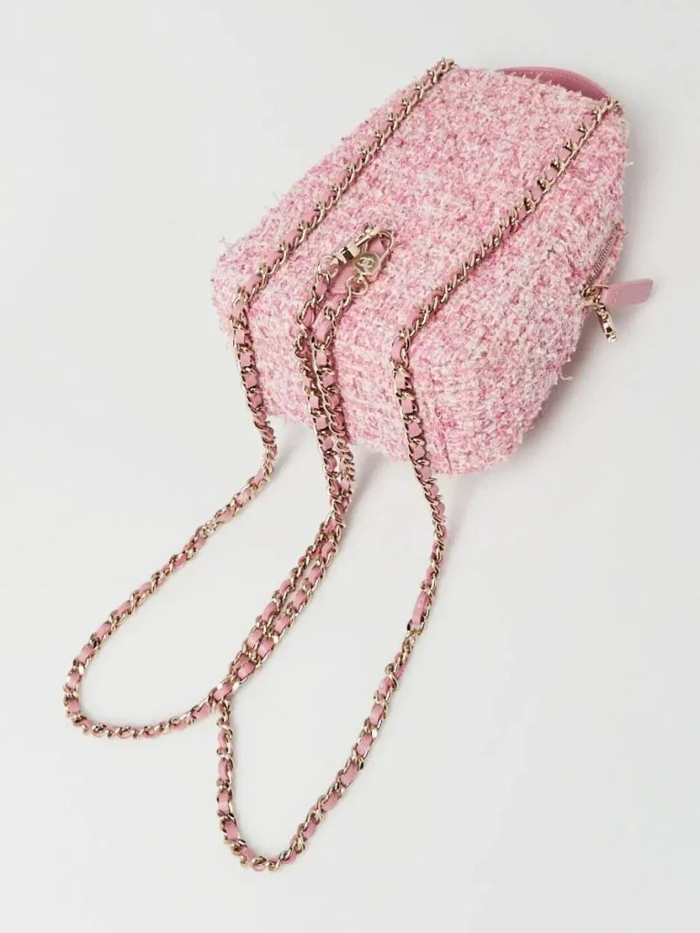 Chanel Pink/White Tweed Mini Backpack Bag - Picture 3 of 12